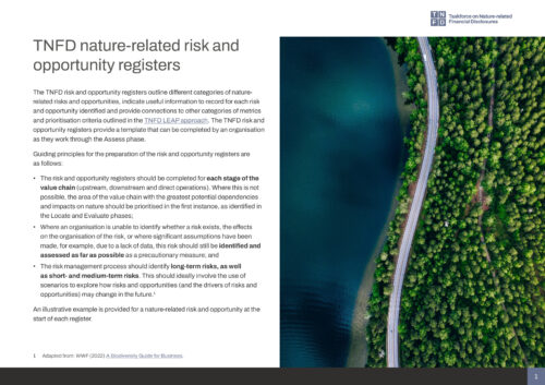 TNFD nature-related risk and opportunity registers – TNFD